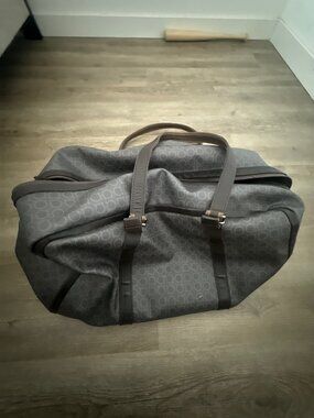 Salvatore Ferragamo Gray Monogram Duffle Bag